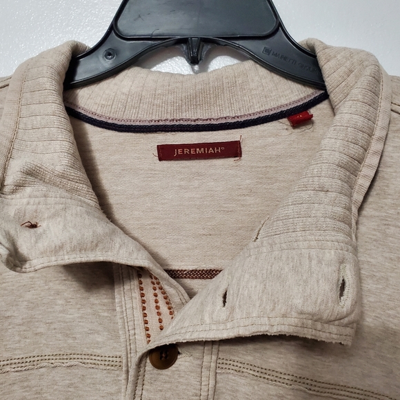 Mens XL Thermal Sherpa Pull Over Jacket Sweater Cream Front Button Up Jeremiah - Picture 5 of 12